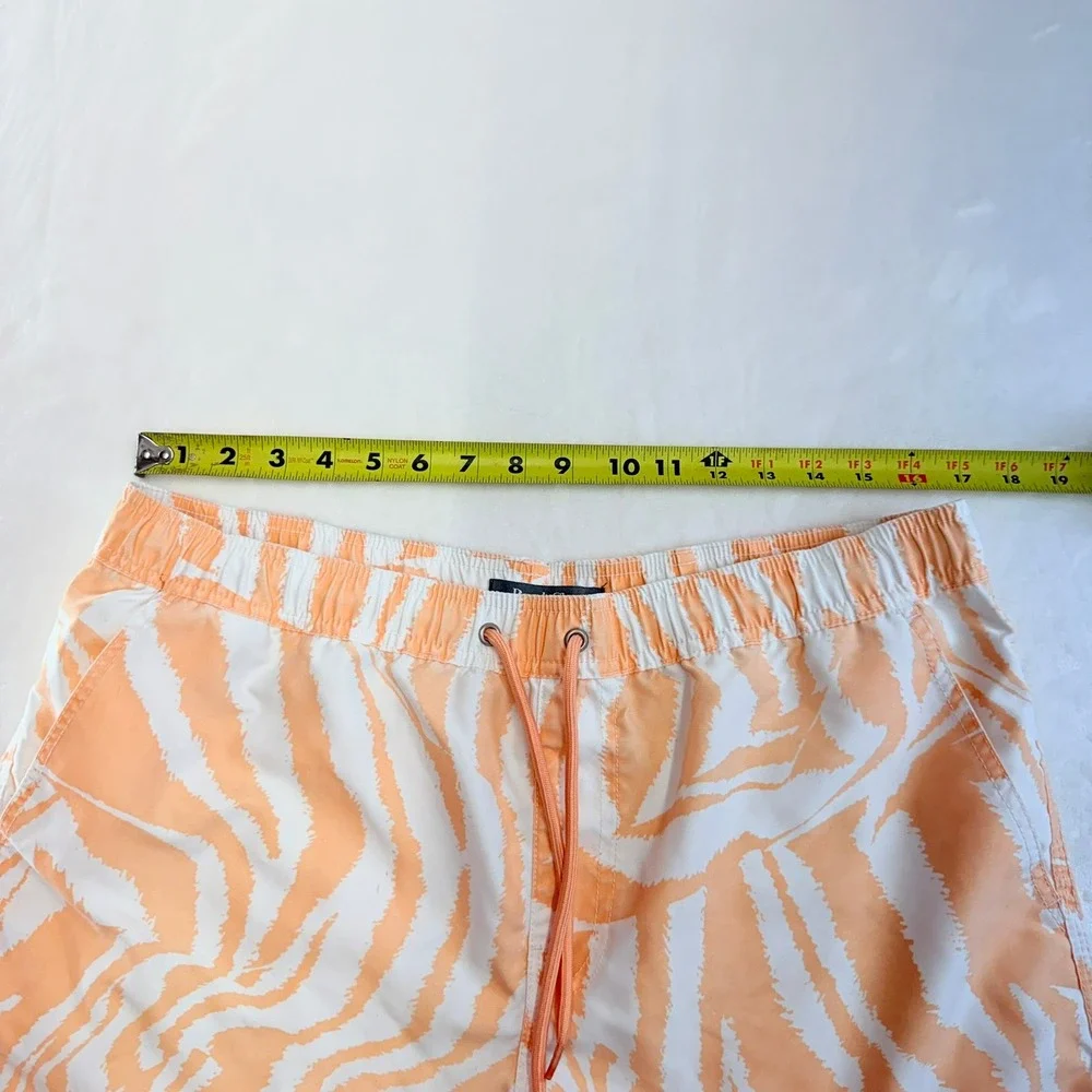Cotton On Beach Shorts Mens Large Orange Zebra Print Recycled Swim Trunks